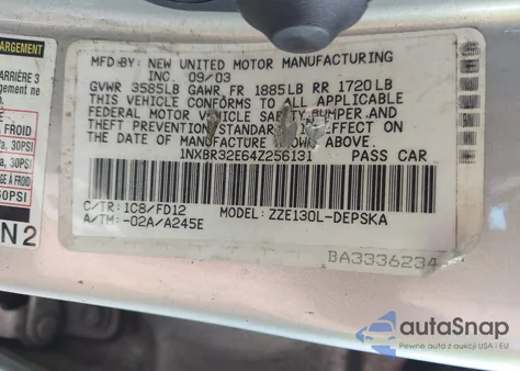 2004 Toyota Corolla S from USA, damaged, VIN 1NXBR32E64Z256131